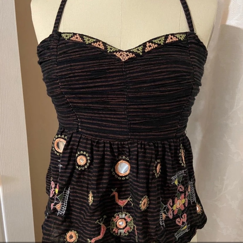 Free People Embroidered Halter Top XS Gorgeous!